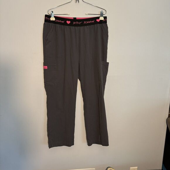Betsey Johnson‎ Grey Scrub Cargo Pants Logo Waistband US SIZE: XL Petite - Picture 1 of 10